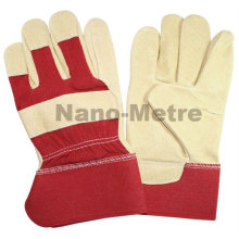 Fábricas de guantes de cuero de seguridad de cerdo NMSAFETY con forro de algodón rojo
